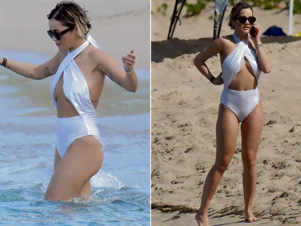 Rita Ora Models Her Sizzling Physique in a Black & White Bikini