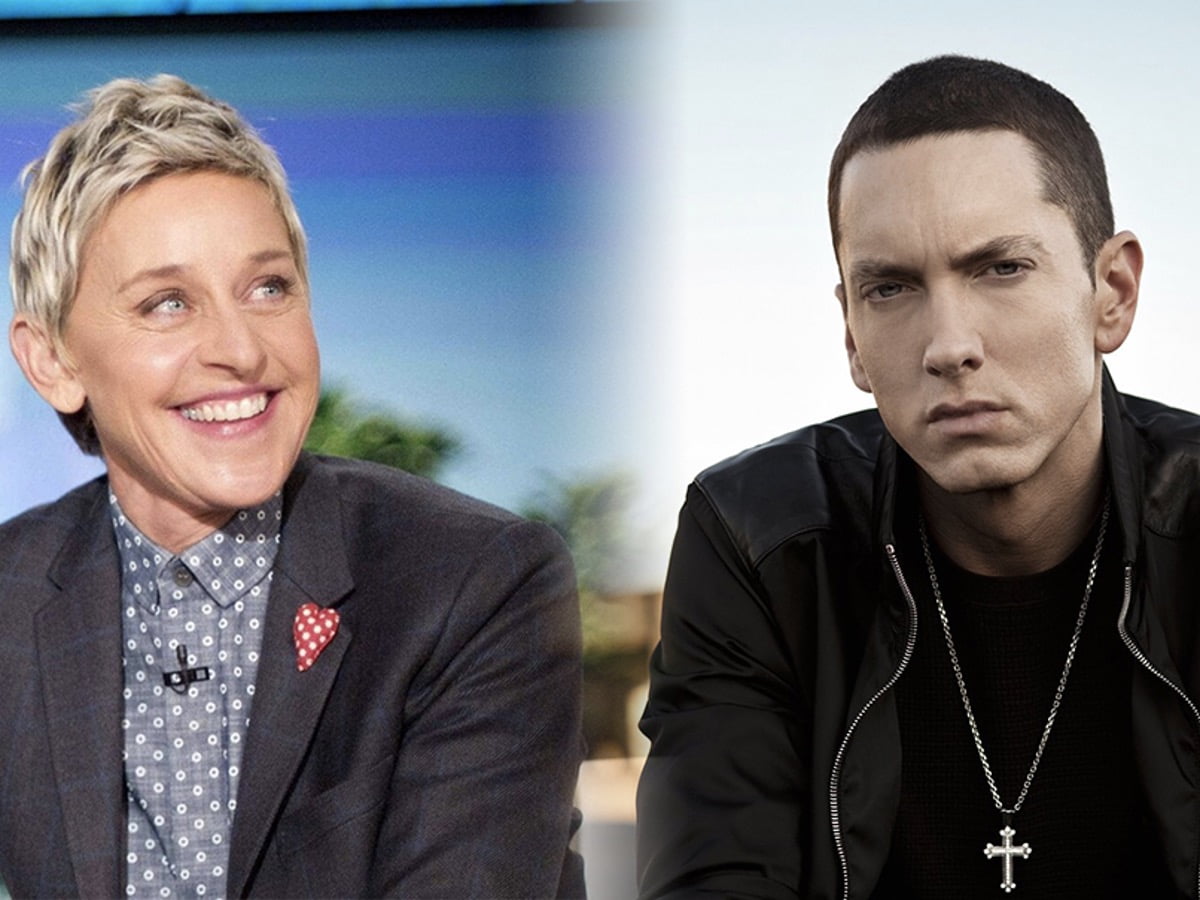 Ellen DeGeneres Greets Eminem on His 49th Birthday